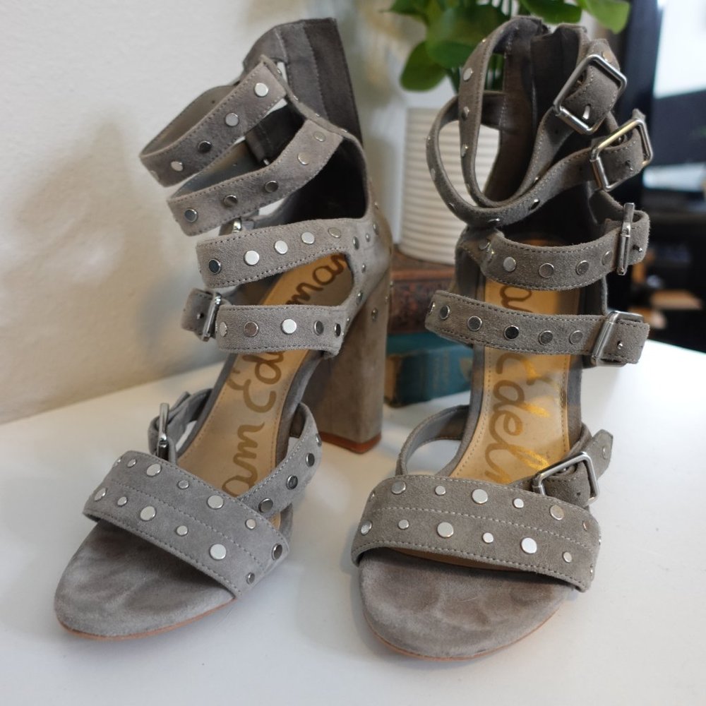 Sam Edelman York Gray Studded Heels Size 8